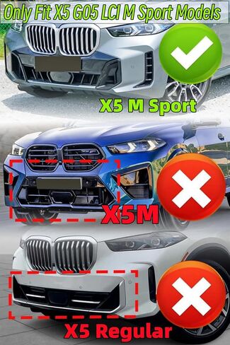 STSEV01 ممتص الصدمات الأمامي للشفاه مناسب لسيارة BMW X5 G05 LCI 2024 2025 2026 (M Sport فقط)، 4 قطع طقم جسم الذقن لسد الهواء ملحقات الشفاه السفلية باللون الأسود اللامع in Kuwait