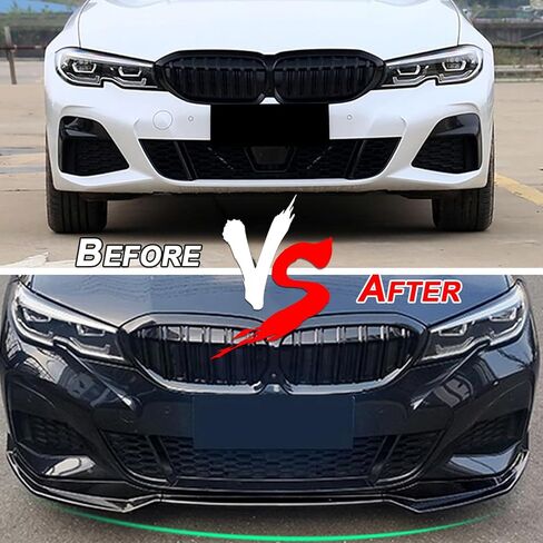 KHK ممتص الصدمات الأمامي للسيارة BMW 3 Series G20 G28 M-Sport Bumper 330i 330e M340i 2019-2022، ملحقات طقم الجسم الأمامي الفاصل لسد الهواء ABS باللون الأسود اللامع in Kuwait