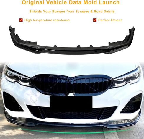 KHK ممتص الصدمات الأمامي للسيارة BMW 3 Series G20 G28 M-Sport Bumper 330i 330e M340i 2019-2022، ملحقات طقم الجسم الأمامي الفاصل لسد الهواء ABS باللون الأسود اللامع in Kuwait