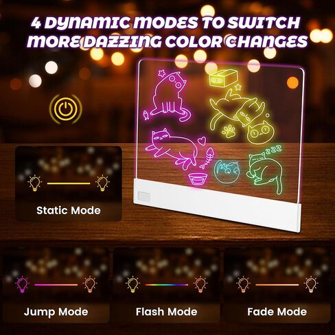 LED Note Board,13.7"x10" Lumiboard LED Drawing Board for Kids, 4 Modes & 7 Colors Acrylic Rechargeable Dry Erase Board with Light, Stand and 12 Markers for Home, Office, Birthday and Christmas Gifts in Saudi Arabia