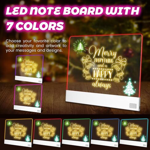 LED Note Board,13.7"x10" Lumiboard LED Drawing Board for Kids, 4 Modes & 7 Colors Acrylic Rechargeable Dry Erase Board with Light, Stand and 12 Markers for Home, Office, Birthday and Christmas Gifts in Saudi Arabia