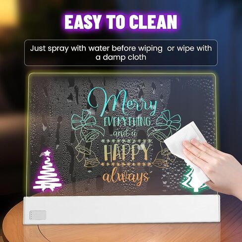 LED Note Board,13.7"x10" Lumiboard LED Drawing Board for Kids, 4 Modes & 7 Colors Acrylic Rechargeable Dry Erase Board with Light, Stand and 12 Markers for Home, Office, Birthday and Christmas Gifts in Saudi Arabia