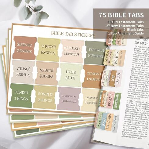 75 Photos Laminated Bible tabs, Large Print repositioning Stickers, Easy to Read and Apply Bible tabs (Color) in Saudi Arabia