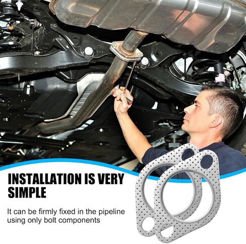2PCS Car Exhaust Gasket, 2-Bolt 2 Inch Vehicle Ultra Seal Exhaust Flange Standard Gasket, Reinforced High Temperature Automotive Shim Accessories, Universal for SUV Sedan Truck in Saudi Arabia