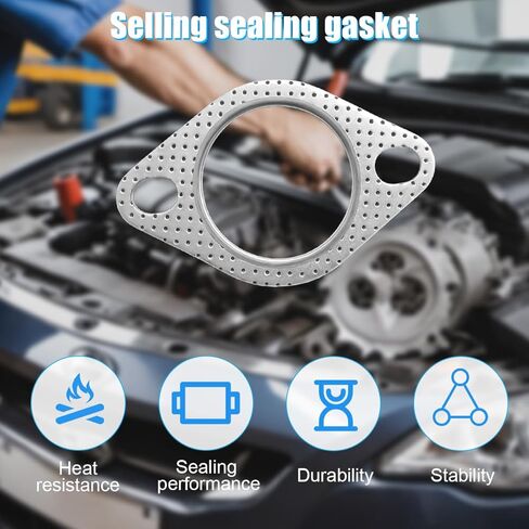 2PCS Car Exhaust Gasket, 2-Bolt 2 Inch Vehicle Ultra Seal Exhaust Flange Standard Gasket, Reinforced High Temperature Automotive Shim Accessories, Universal for SUV Sedan Truck in Saudi Arabia