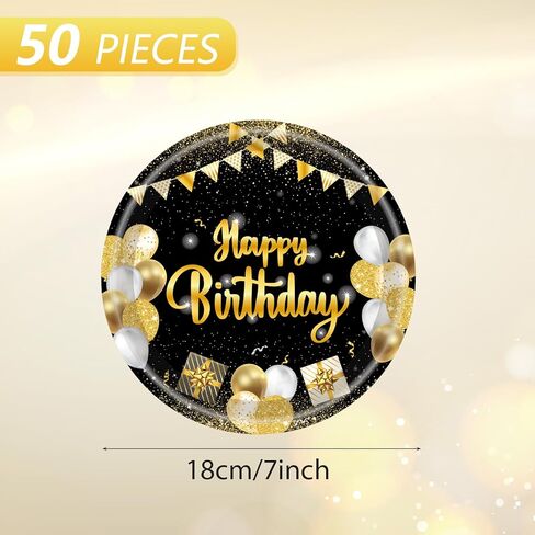 Blue Birthday Decorations,50Pcs 7 Inch Blue Party Plates,Elegant Party Tableware,Disposable Paper Dessert Plates for Cake,Candy,Snacks,for Men Women Kids Happy Birthday Decorations Supplies,Serves 50 in Kuwait