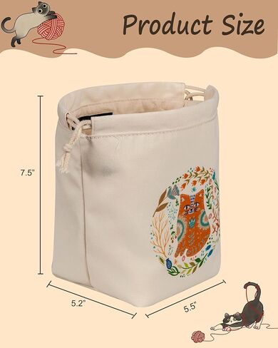 Drawstring Yarn Storage Bag, Portable Small Crochet Bag for Knitting Needles & Accessories, Perfect for Craft Lovers (Cat Pattern) in Saudi Arabia