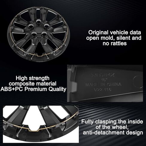 Wheel Hubcaps Compatible with Nissan Altima 2013-2018 16-inch Wheel Covers Set of 4Pcs (Glossy Black) in Kuwait