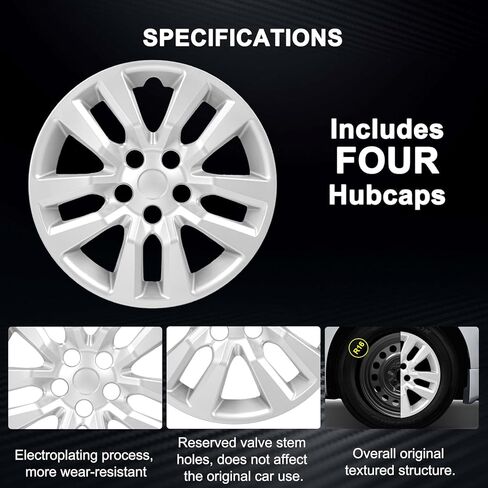 Wheel Hubcaps Compatible with Nissan Altima 2013-2018 16-inch Wheel Covers Set of 4Pcs (Glossy Black) in Kuwait