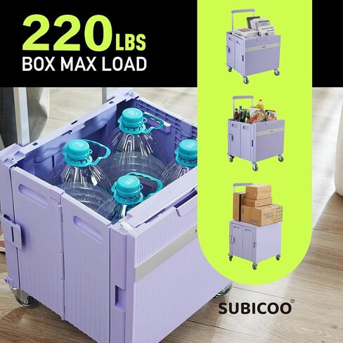 عربة أدوات قابلة للطي، عربة تسوق محمولة، عربة تسوق، صندوق أدوات قابل للطي، مع غطاء، على عجلات دوارة، للبقالة، التسوق، المكتب، المعلم، المعسكر، الملف (أسود) in Kuwait