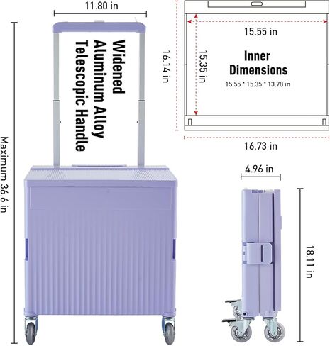 عربة أدوات قابلة للطي، عربة تسوق محمولة، عربة تسوق، صندوق أدوات قابل للطي، مع غطاء، على عجلات دوارة، للبقالة، التسوق، المكتب، المعلم، المعسكر، الملف (أسود) in Kuwait
