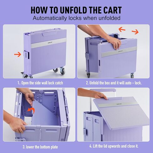 عربة أدوات قابلة للطي، عربة تسوق محمولة، عربة تسوق، صندوق أدوات قابل للطي، مع غطاء، على عجلات دوارة، للبقالة، التسوق، المكتب، المعلم، المعسكر، الملف (أسود) in Kuwait