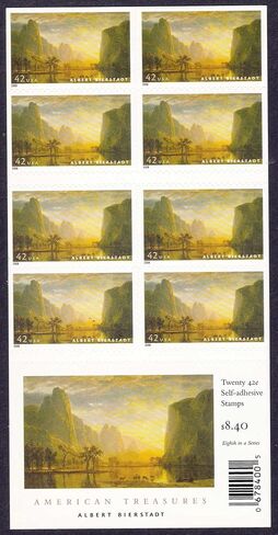 Albert Bierstadt - American Treasures Yosemite Valley Booklet 20 US Stamps 4346 in Saudi Arabia