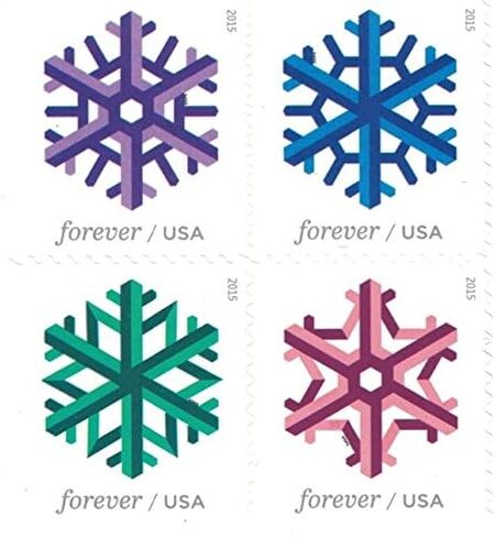 Geometric Snowflakes USPS Forever Stamps 100 Stamps (5 Books of 20) Scott 5034c in Saudi Arabia