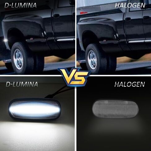 D-Lumina 4Pcs LED Marker Lights for 2010-2017 Dodge Ram 2500 3500 Dual Bed Fender - Smoked Lens, White Front & Rear Marker Lamp, OEM Replacement in Saudi Arabia
