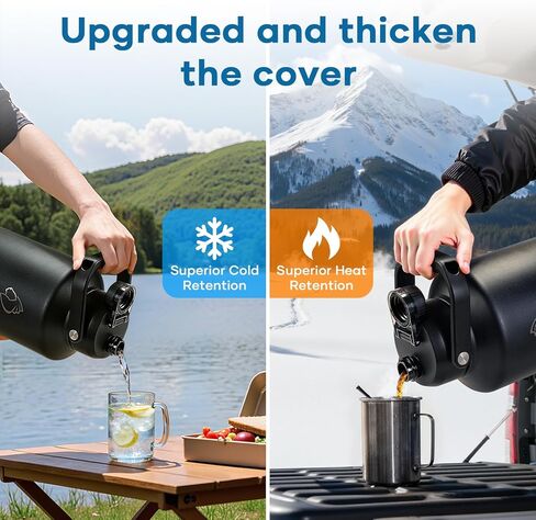 غطاء قش BUZIO سعة 128 أونصة/84 أونصة زجاجة مياه معزولة من الفولاذ المقاوم للصدأ فقط، غطاء بديل من القش بقطر 4.33 بوصة إبريق جالون معزول مع مقبض عريض كبير، سهل الحمل، مانع للتسرب وخالي من مادة BPA in Kuwait