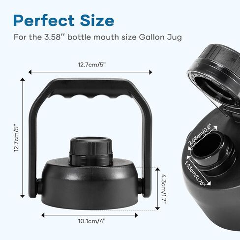 غطاء قش BUZIO سعة 128 أونصة/84 أونصة زجاجة مياه معزولة من الفولاذ المقاوم للصدأ فقط، غطاء بديل من القش بقطر 4.33 بوصة إبريق جالون معزول مع مقبض عريض كبير، سهل الحمل، مانع للتسرب وخالي من مادة BPA in Kuwait