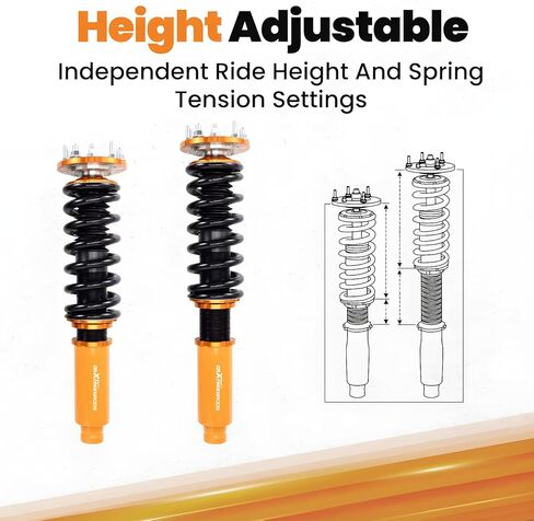 maxpeedingrods Coilovers لهوندا أكورد CM4/CM5/CM6/CM7/CM8 2003-2007، لـ Acura TL 2004-2008، طقم تعليق كويلوفيرس قابل للتعديل من 24 مستوى، طقم خفض الارتفاع قابل للتعديل، ذهبي in Kuwait