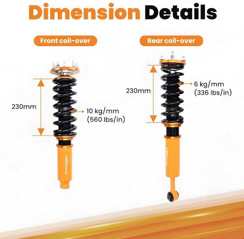 maxpeedingrods Coilovers لهوندا أكورد CM4/CM5/CM6/CM7/CM8 2003-2007، لـ Acura TL 2004-2008، طقم تعليق كويلوفيرس قابل للتعديل من 24 مستوى، طقم خفض الارتفاع قابل للتعديل، ذهبي in Kuwait