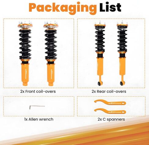 maxpeedingrods Coilovers لهوندا أكورد CM4/CM5/CM6/CM7/CM8 2003-2007، لـ Acura TL 2004-2008، طقم تعليق كويلوفيرس قابل للتعديل من 24 مستوى، طقم خفض الارتفاع قابل للتعديل، ذهبي in Kuwait