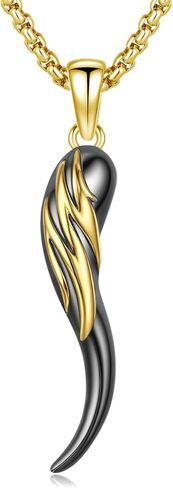 Italian Horn Necklace Cornicello Necklace Sterling Silver Gold Italian Horn Pendant Necklace Mens Lucky Italian Gold Horn Jewelry Gift in Kuwait