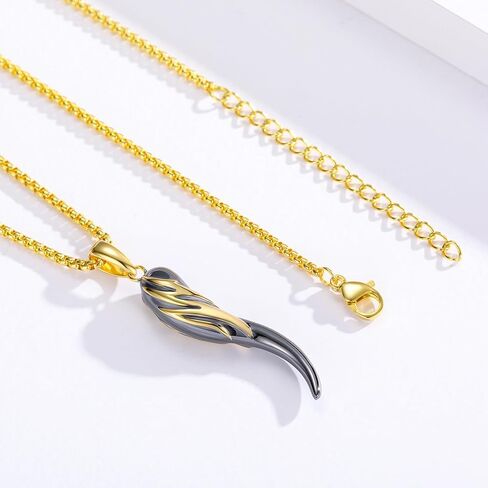 Italian Horn Necklace Cornicello Necklace Sterling Silver Gold Italian Horn Pendant Necklace Mens Lucky Italian Gold Horn Jewelry Gift in Kuwait
