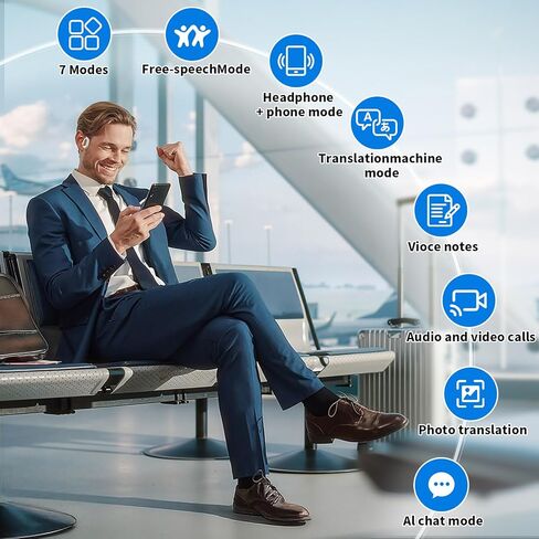 AI Translation Earbuds Real Time,150 Language Translator Earbuds, Translating Earbuds Open Ear with 90H Playtime Audifonos Traductores Inglés Español Translation Headphones for Travel Business White in Saudi Arabia
