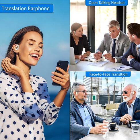 AI Translation Earbuds Real Time,150 Language Translator Earbuds, Translating Earbuds Open Ear with 90H Playtime Audifonos Traductores Inglés Español Translation Headphones for Travel Business White in Saudi Arabia
