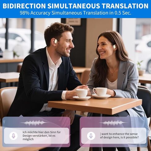 AI Translation Earbuds Real Time,150 Language Translator Earbuds, Translating Earbuds Open Ear with 90H Playtime Audifonos Traductores Inglés Español Translation Headphones for Travel Business White in Saudi Arabia