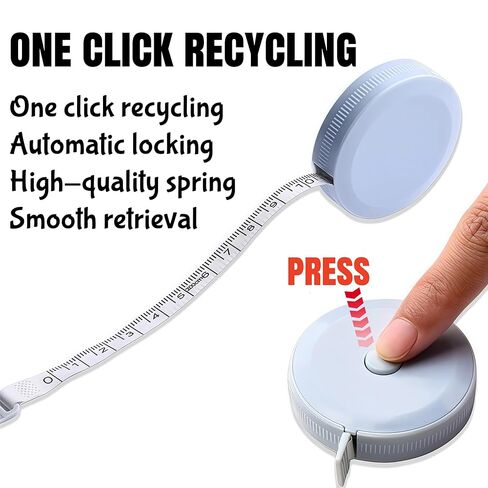 1PC Mini Tape Measure - 200cm/78.7" Retractable Dual Sided with Push Button, Collectible Sewing Craft Ruler for Quilting & Pocket Tool Kits, Blue in Saudi Arabia