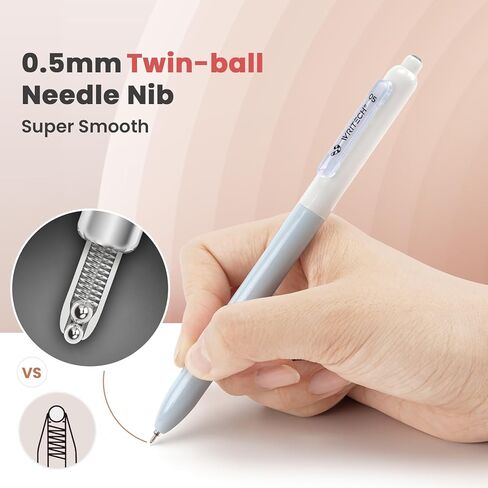 WRITECH Gel Pens Fine Point: Retractable 0.5mm Multicolor Ink 8ct Silent Click No Smear Smudge Extra Smooth Writing Bullet Tip Colored Pen Non Bleed for Journaling Note Taking Drawing in Kuwait