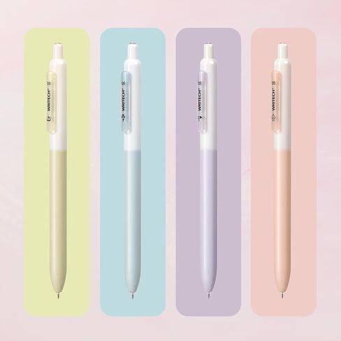 WRITECH Gel Pens Fine Point: Retractable 0.5mm Multicolor Ink 8ct Silent Click No Smear Smudge Extra Smooth Writing Bullet Tip Colored Pen Non Bleed for Journaling Note Taking Drawing in Kuwait