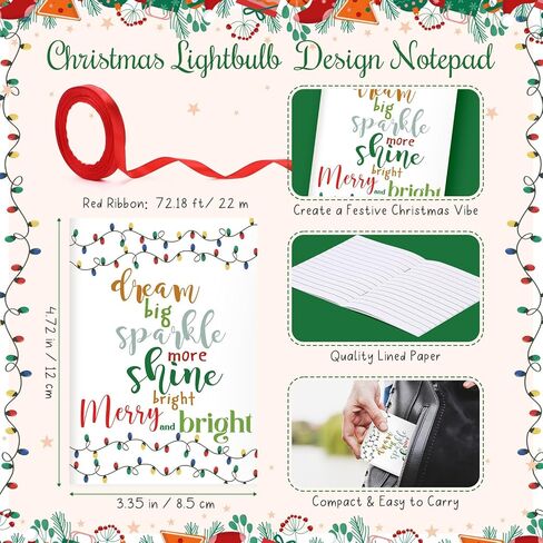 Sinload 60 Pcs/30 Sets Christmas Lightbulb Notebook and Mechanical Pencils Inspirational Merry Bright Retractable Pencils Pocket Notepad for Classroom Students Gift from Teacher Bulk Stocking Stuffer in Saudi Arabia