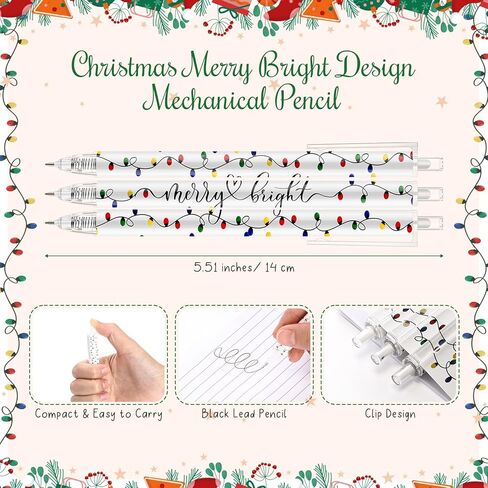 Sinload 60 Pcs/30 Sets Christmas Lightbulb Notebook and Mechanical Pencils Inspirational Merry Bright Retractable Pencils Pocket Notepad for Classroom Students Gift from Teacher Bulk Stocking Stuffer in Saudi Arabia