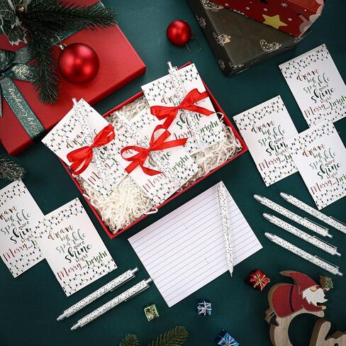 Sinload 60 Pcs/30 Sets Christmas Lightbulb Notebook and Mechanical Pencils Inspirational Merry Bright Retractable Pencils Pocket Notepad for Classroom Students Gift from Teacher Bulk Stocking Stuffer in Saudi Arabia