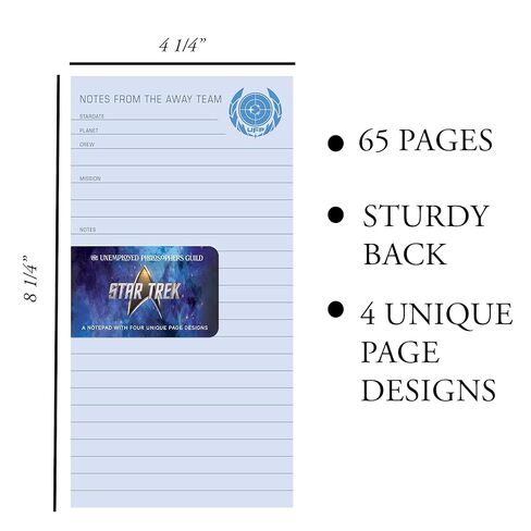 The Unemployed Philosophers Guild Star Trek Notepad - 65 Easy-Tear Paged Memo Desk Note Pad With 4 Alternating Page Designs, 8.25" x 4.25" in Saudi Arabia