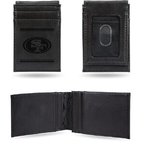 Rico Industries NFL San Francisco 49ers Premium Laser Engraved Vegan Black Leather Bill-fold Wallet - Slim yet Sturdy Design - Perfect to Show Your Team Pride or Gift in Saudi Arabia