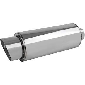 Carpartsinnovate Fits 4" Slant Round Tip 2.5" Inlet JDM N1 Exhaust Muffler+ Silencer in Kuwait