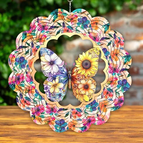 12 Inch 3D Kinetic Wind Spinner for Garden and Yard, Laser-Cut Stainless Steel, Mesmerizing Hanging Decor for Outdoor Patio & Indoor, Faith & Freedom-07 in Saudi Arabia