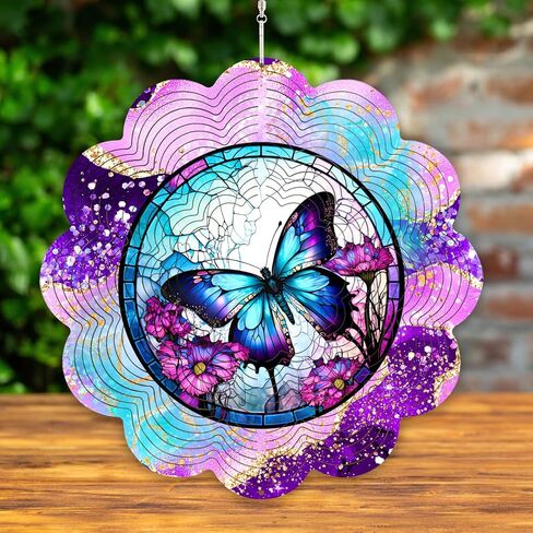 12 Inch 3D Kinetic Wind Spinner for Garden and Yard, Laser-Cut Stainless Steel, Mesmerizing Hanging Decor for Outdoor Patio & Indoor, Faith & Freedom-07 in Saudi Arabia