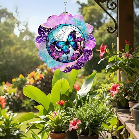 12 Inch 3D Kinetic Wind Spinner for Garden and Yard, Laser-Cut Stainless Steel, Mesmerizing Hanging Decor for Outdoor Patio & Indoor, Faith & Freedom-07 in Saudi Arabia