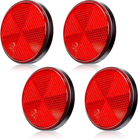 4 PCS Round Motorcycle Reflectors, M6 x 1.0 Reflective Warning Reflector Plastic Screw Mount Bike Reflectors Universal Motorcycle Rear Safety Reflector for Motorcycles Bicycle Scooter (Red) in Saudi Arabia