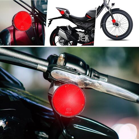 4 PCS Round Motorcycle Reflectors, M6 x 1.0 Reflective Warning Reflector Plastic Screw Mount Bike Reflectors Universal Motorcycle Rear Safety Reflector for Motorcycles Bicycle Scooter (Red) in Saudi Arabia