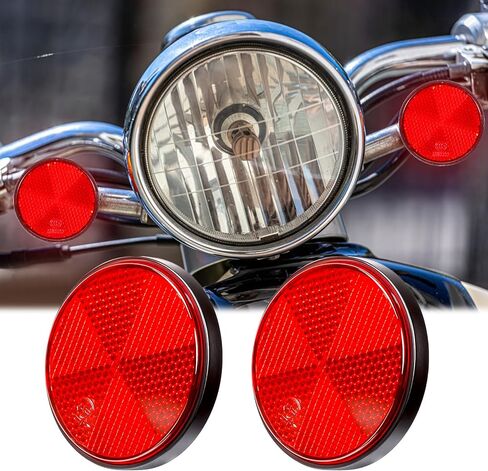 4 PCS Round Motorcycle Reflectors, M6 x 1.0 Reflective Warning Reflector Plastic Screw Mount Bike Reflectors Universal Motorcycle Rear Safety Reflector for Motorcycles Bicycle Scooter (Red) in Saudi Arabia