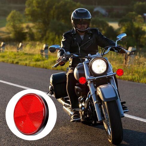 4 PCS Round Motorcycle Reflectors, M6 x 1.0 Reflective Warning Reflector Plastic Screw Mount Bike Reflectors Universal Motorcycle Rear Safety Reflector for Motorcycles Bicycle Scooter (Red) in Saudi Arabia