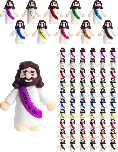 Little Jesus Figures, 100pcs Mini Jesus Figurines in Bulk, 10colors Baby Jesus Figure Mini for Hide and Seek Religiou Party Favors Sunday School Baptism Gifts Christmas Stocking Stuffers in Saudi Arabia
