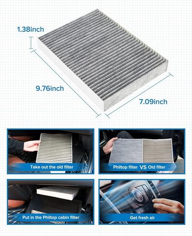 PHILTOP ACF047 (CF12160) Premium Cabin Air Filter, Replacement for Kona (2018-2021), Tucson (2016-2021), Venue (2020-2021), Seltos (2021), Soul (2020-2021), Sportage (2017-2022) in Kuwait