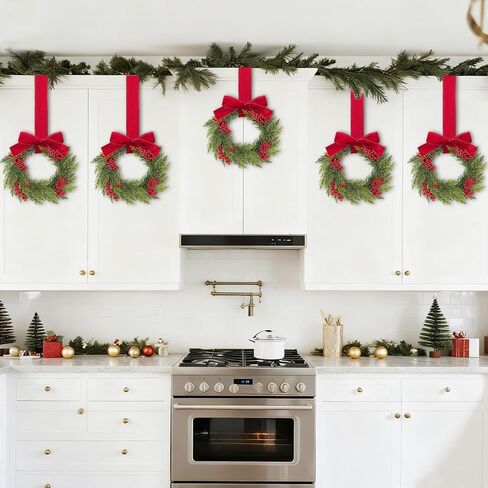 HO2NLE 18 inches Artificial Wreaths for Front Door Artificial Olive Wreath Green Leaves Wreaths Faux Silk Garland Home Office Wall Window Wedding Spring and Summer Decorations in Kuwait