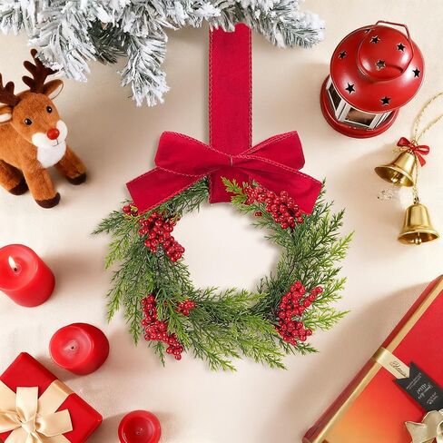 HO2NLE 18 inches Artificial Wreaths for Front Door Artificial Olive Wreath Green Leaves Wreaths Faux Silk Garland Home Office Wall Window Wedding Spring and Summer Decorations in Kuwait