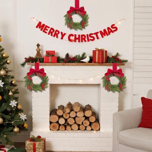 HO2NLE 18 inches Artificial Wreaths for Front Door Artificial Olive Wreath Green Leaves Wreaths Faux Silk Garland Home Office Wall Window Wedding Spring and Summer Decorations in Kuwait